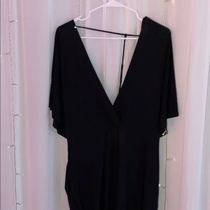 Plus size Black deep v dress